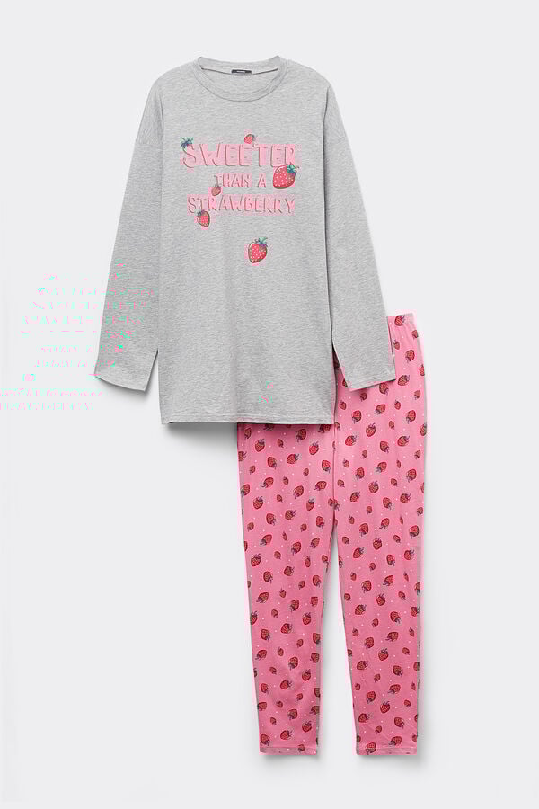 Tezenis Pijama Largo de Algodón con Estampado Fresa Descuento