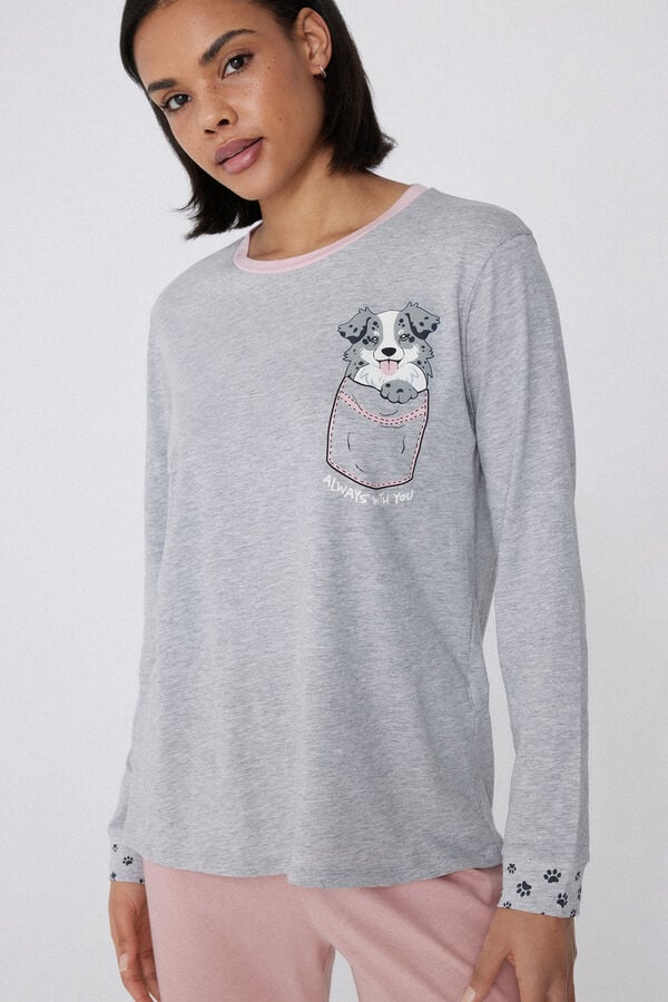 Tezenis Pijama Largo de Algodón con Estampado de Perro Tienda