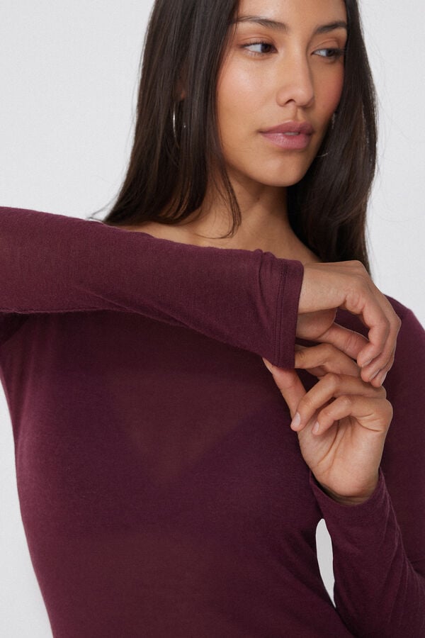 Tezenis Camiseta con Cuello de Barco de Viscosa y Lana Merino Tienda de fábrica