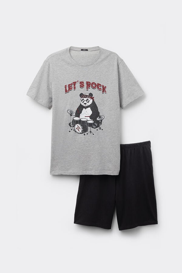 Tezenis Pijama Corto de Media Manga de Algodón Stampa Rock Descuento