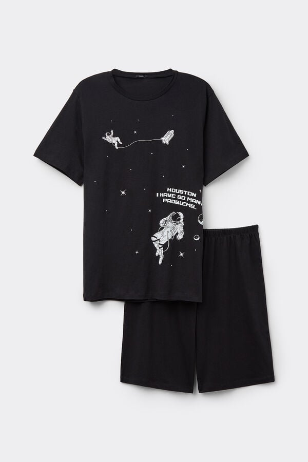 Tezenis Pijama Corto Hombre Media Manga Algodón Estampado Houston Tienda