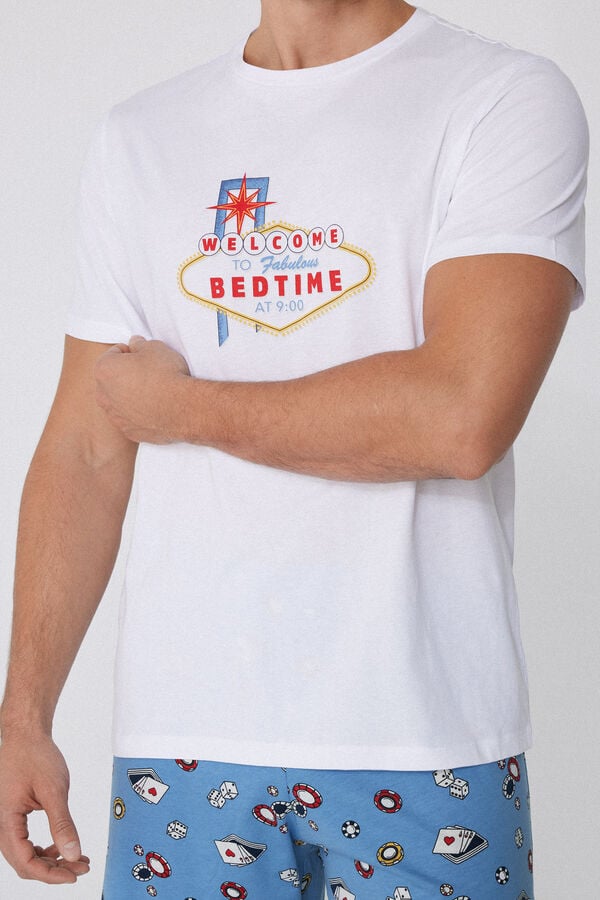 Tezenis Pijama Corto Hombre Media Manga Algodón Estampado Bedtime Liquidación