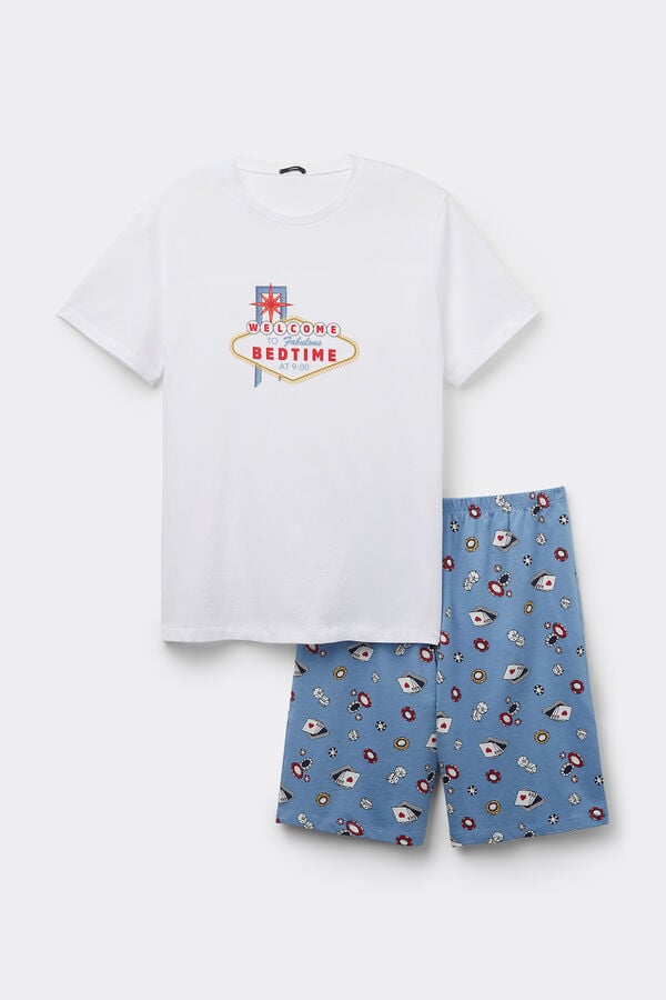 Tezenis Pijama Corto Hombre Media Manga Algodón Estampado Bedtime Liquidación