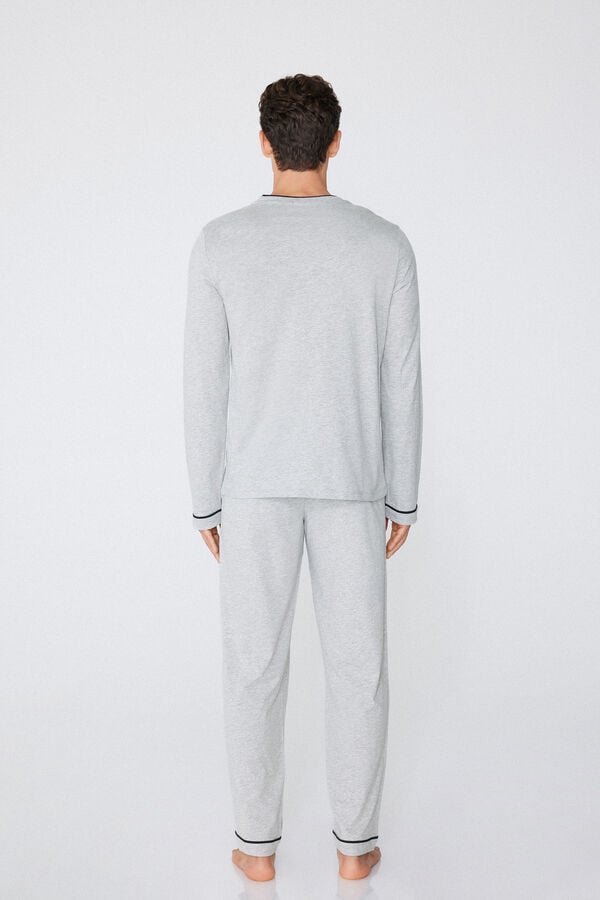 Tezenis Pijama Largo de Algodón con Ribetes para Hombre Oferta especial