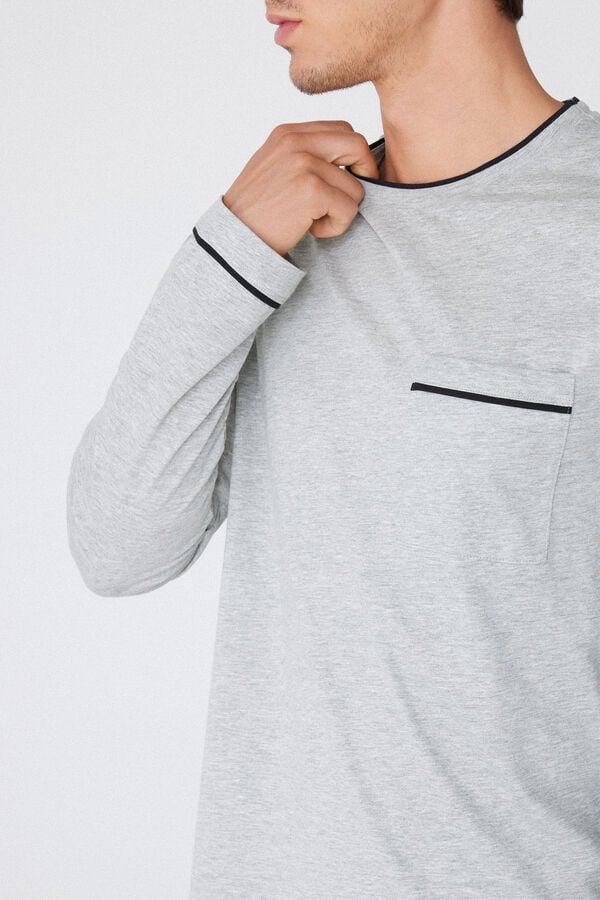 Tezenis Pijama Largo de Algodón con Ribetes para Hombre Oferta especial