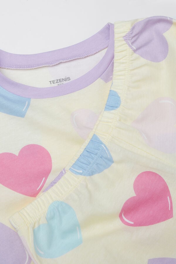 Tezenis Pijama Corto Media Manga Algodón Maxi Corazones Niña Devoluciones gratuitas