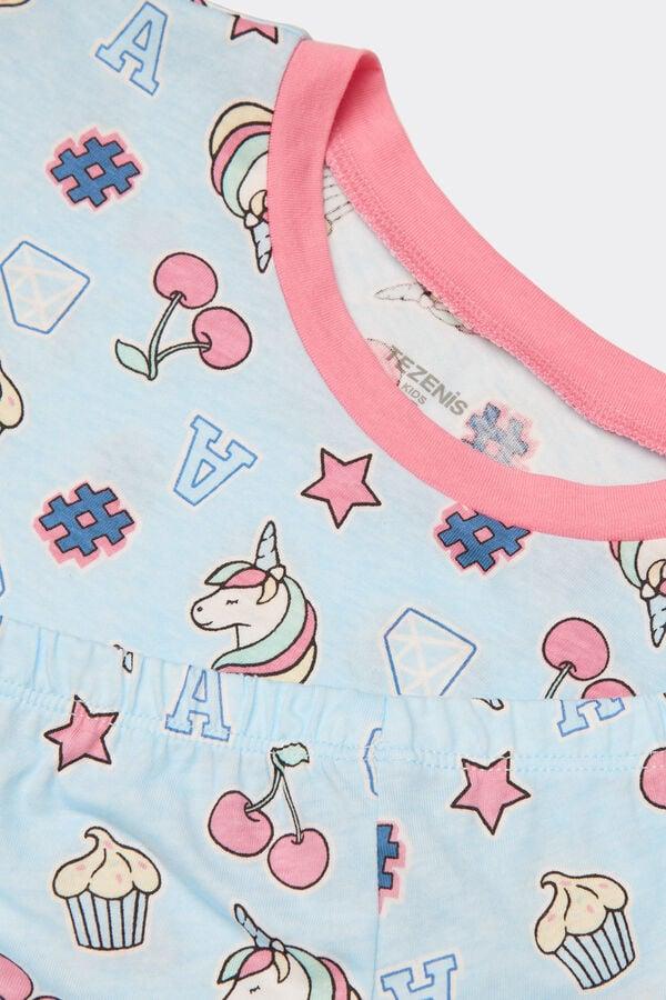 Tezenis Pijama Corto Manga Corta Algodón Stickers Niña 2025