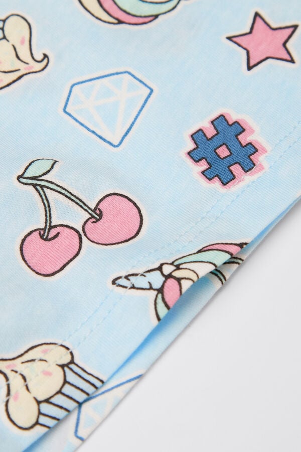 Tezenis Pijama Corto Manga Corta Algodón Stickers Niña 2025