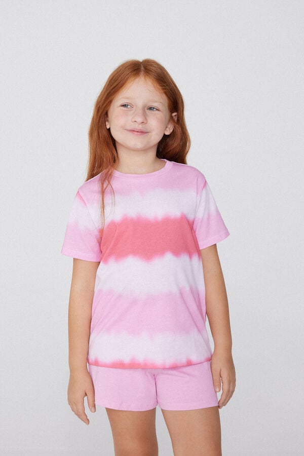 Tezenis Pijama Corto de Manga Corta de Algodón Tie-Dye para Niña Liquidación