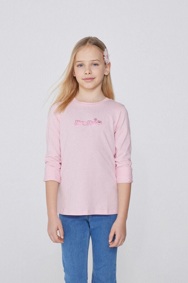 Tezenis Camiseta Manga Larga Algodón con Estampado para Niña En oferta