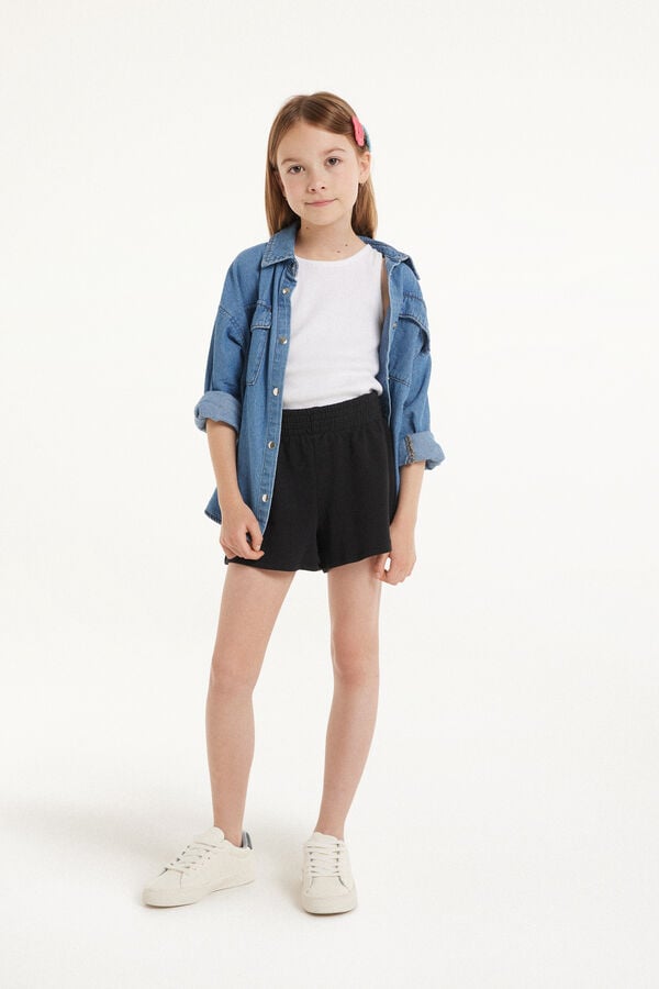 Tezenis Pantalón Corto de Felpa de Algodón Básico para Niña En oferta