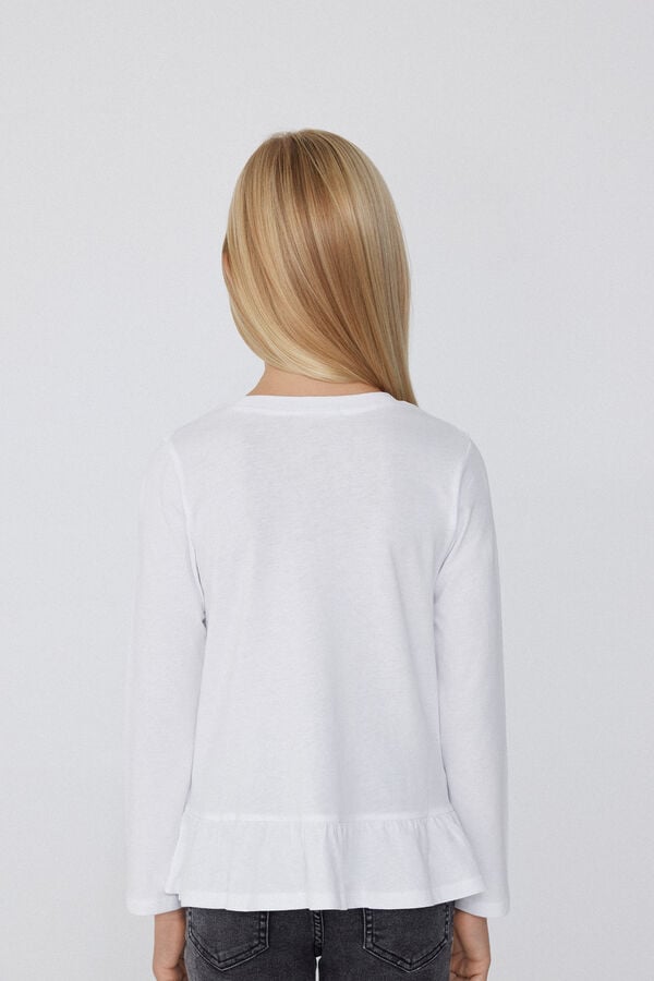 Tezenis Camiseta Manga Larga Algodón con Volante Descuento por venta flash