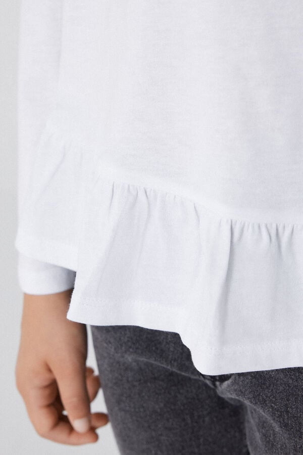 Tezenis Camiseta Manga Larga Algodón con Volante Descuento por venta flash