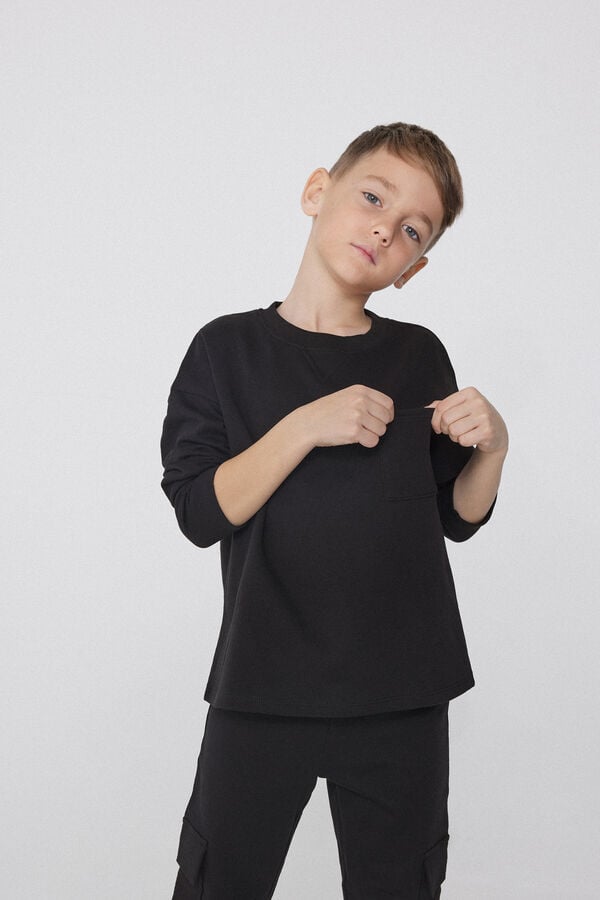 Tezenis Sudadera Manga Larga Cuello Redondo y Bolsillo Niño Promoción por tiempo limitado
