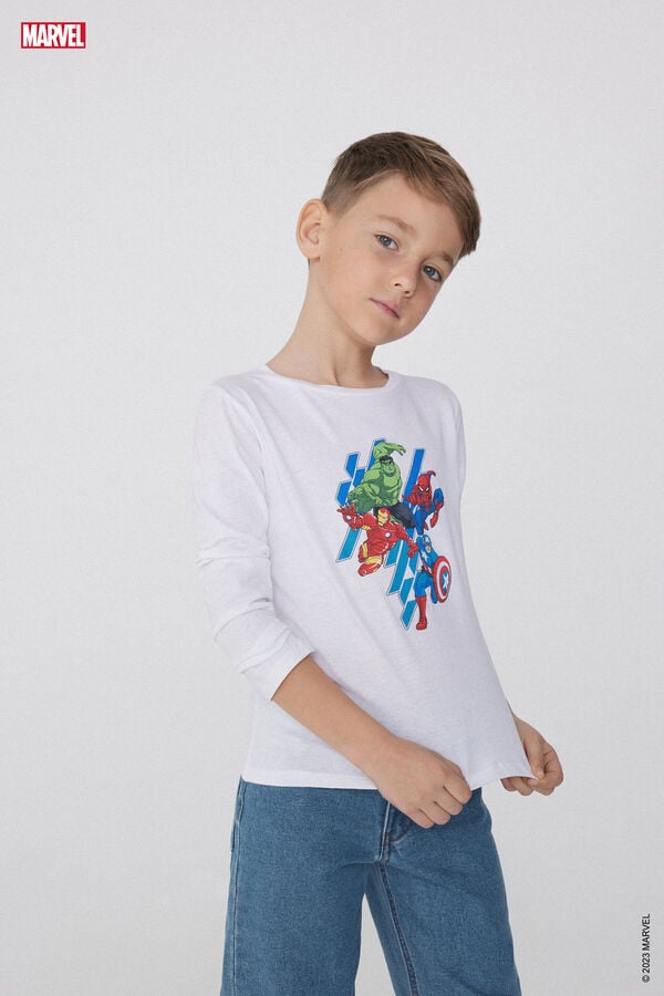 Tezenis Camiseta de Algodón de Manga Larga con Estampado Avengers Grandes descuentos