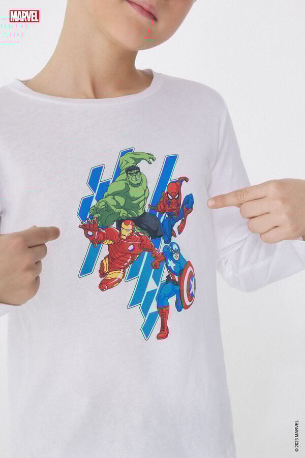 Tezenis Camiseta de Algodón de Manga Larga con Estampado Avengers Grandes descuentos