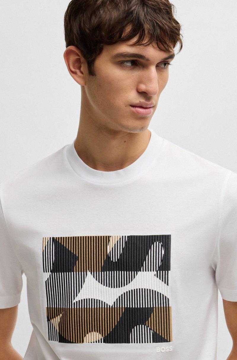 Hugo Boss Camiseta de algodón mercerizado con ilustración de la marca Promoción por tiempo limitado