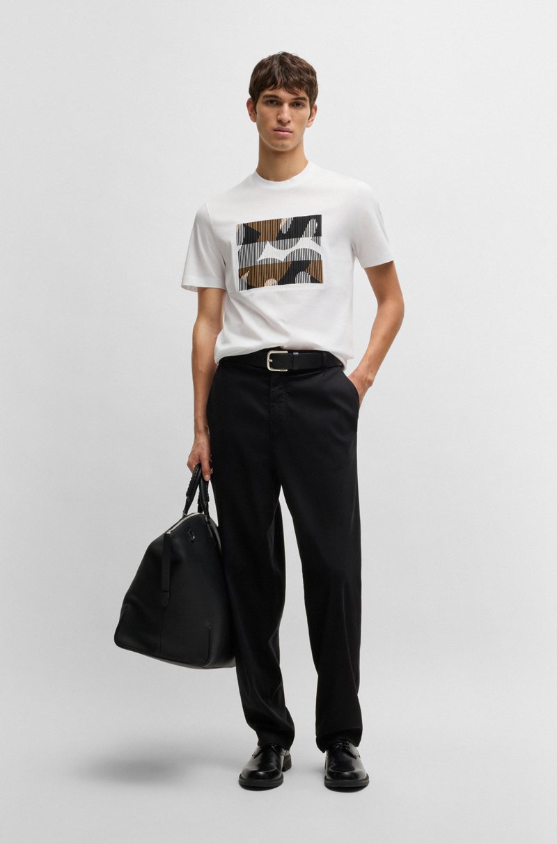 Hugo Boss Camiseta de algodón mercerizado con ilustración de la marca Promoción por tiempo limitado
