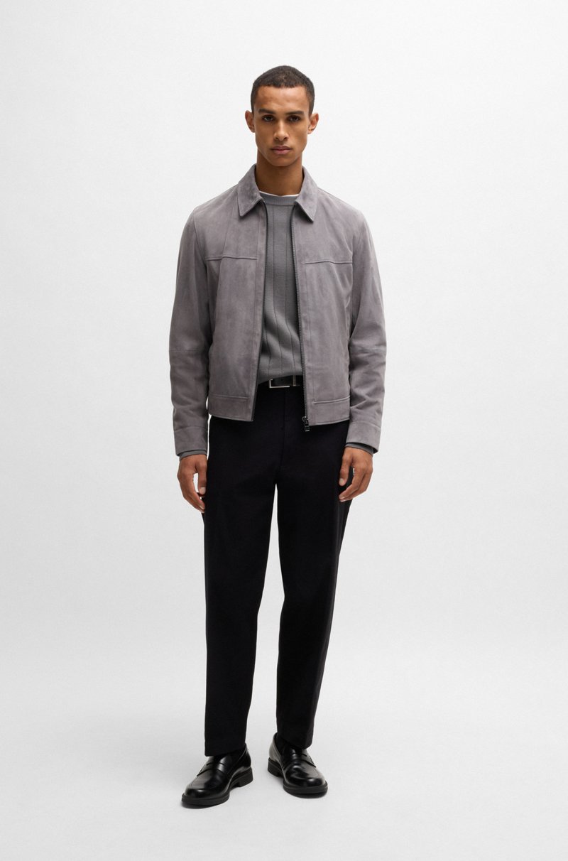 Hugo Boss Chaqueta regular fit de ante suave con cremallera en la parte delantera Solo hoy
