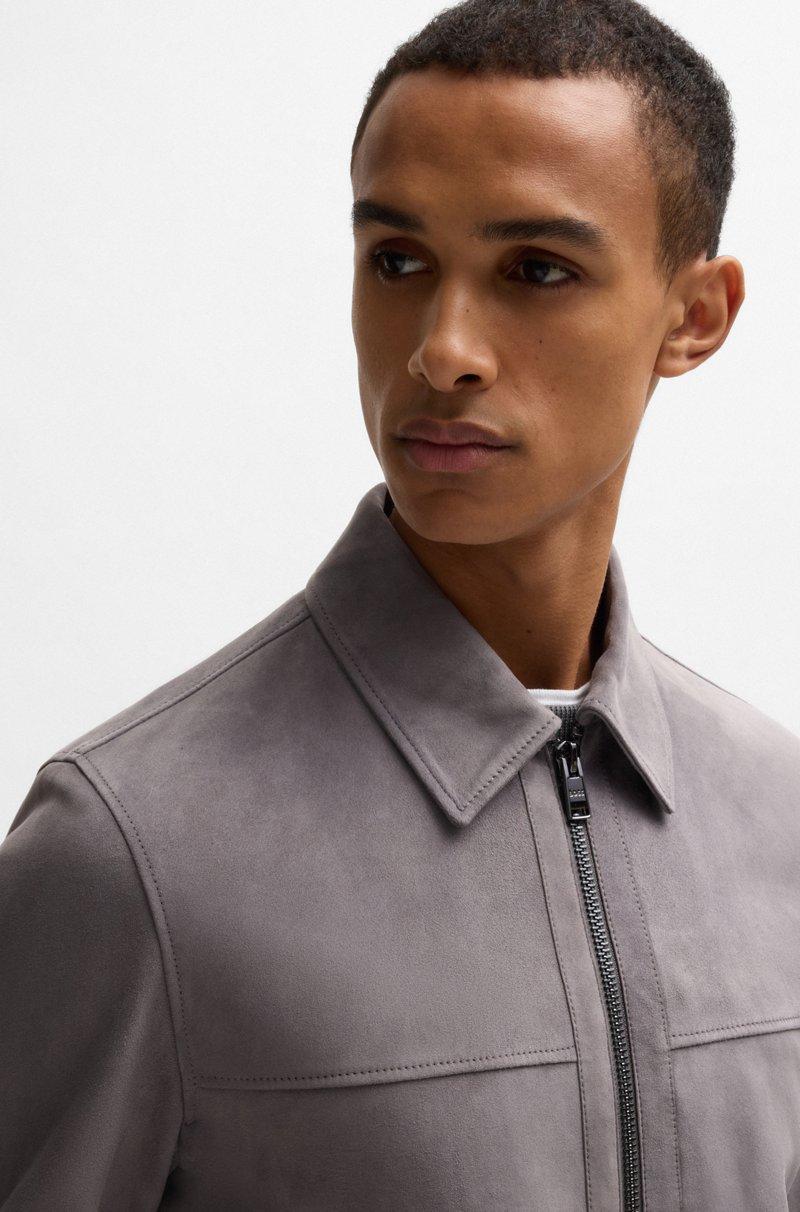 Hugo Boss Chaqueta regular fit de ante suave con cremallera en la parte delantera Solo hoy
