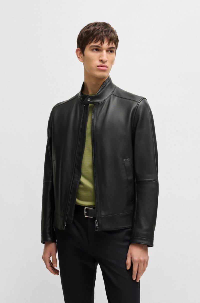 Hugo Boss Cazadora regular fit en piel de napa granulada