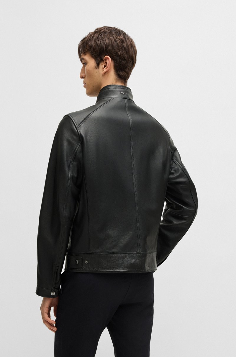 Hugo Boss Cazadora regular fit en piel de napa granulada Solo queda un día