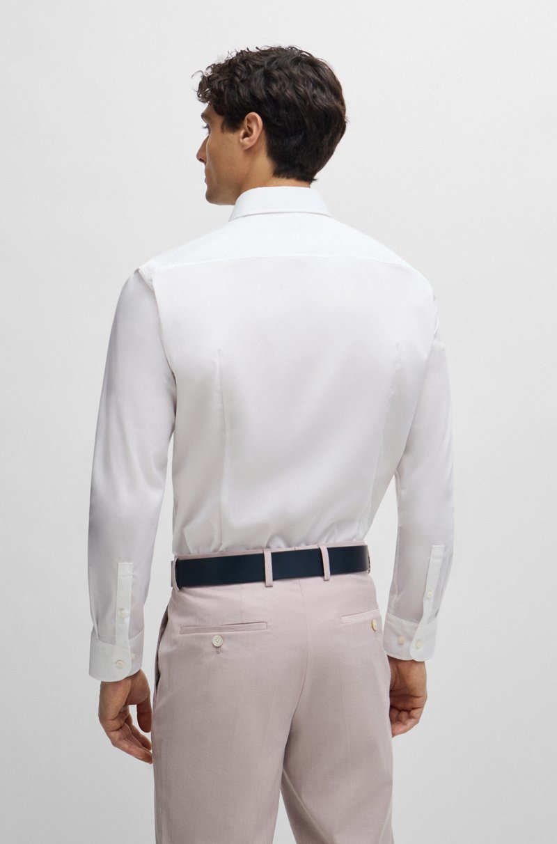 Hugo Boss Camisa slim fit en popelín de algodón elástico de planchado fácil Ahorra y exporta