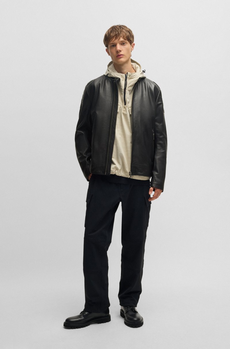 Hugo Boss Cazadora regular fit en piel de tacto suave Última moda