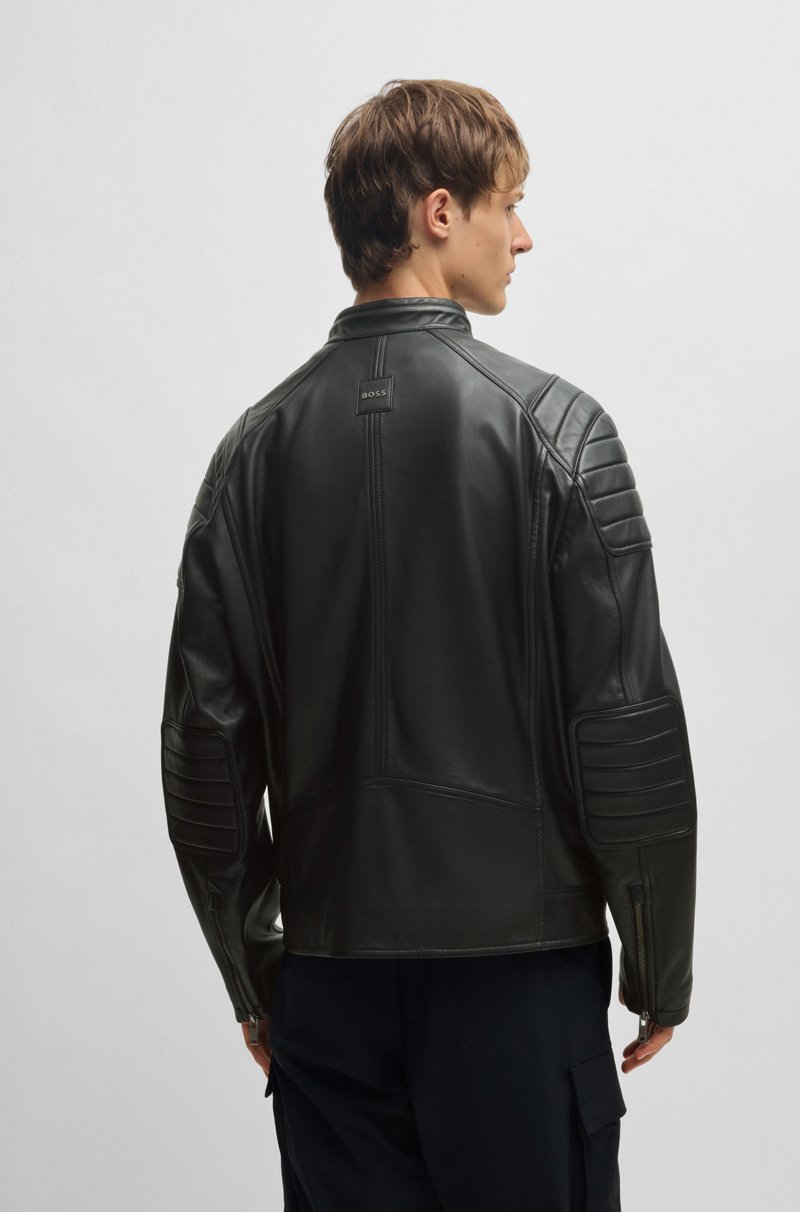 Hugo Boss Cazadora regular fit en piel de tacto suave Última moda