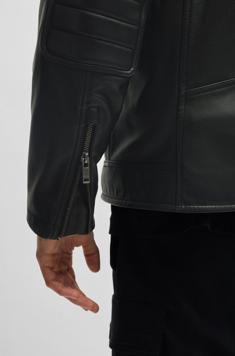 Hugo Boss Cazadora regular fit en piel de tacto suave Última moda