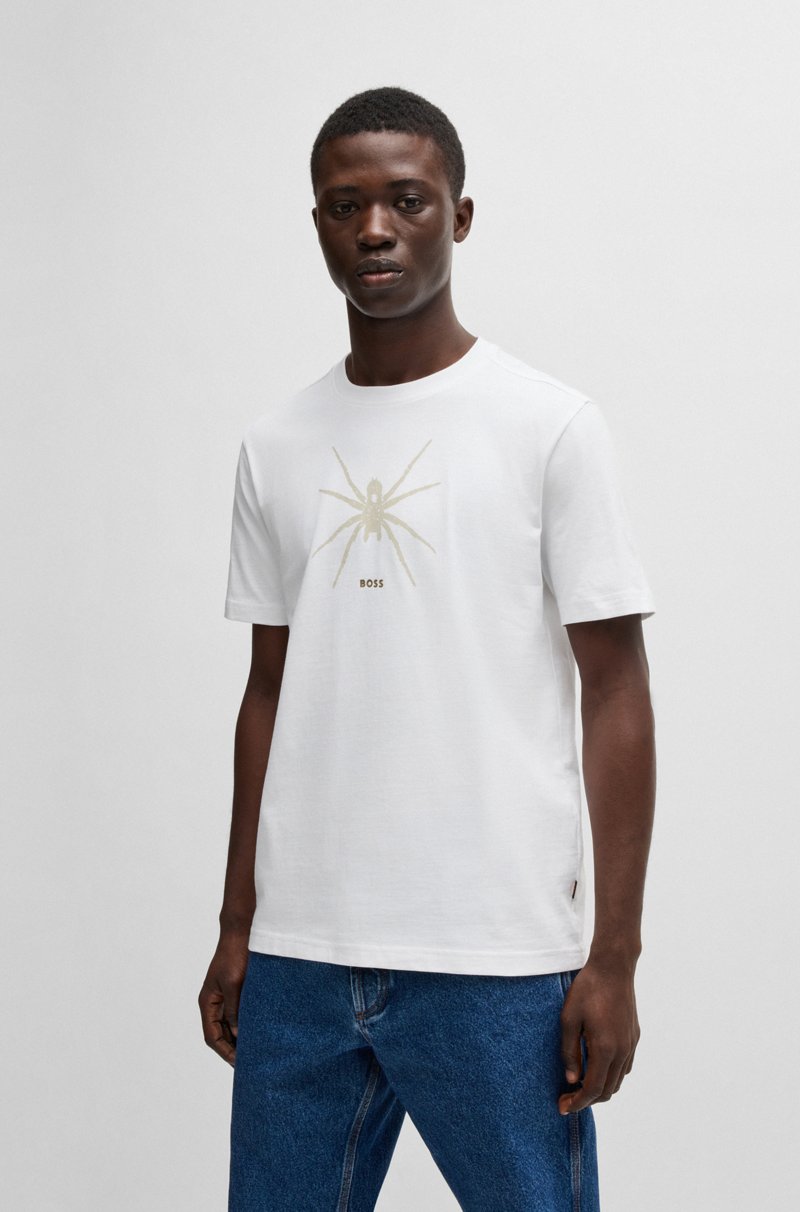 Hugo Boss Camiseta de algodón con cuello redondo y estampado de temporada