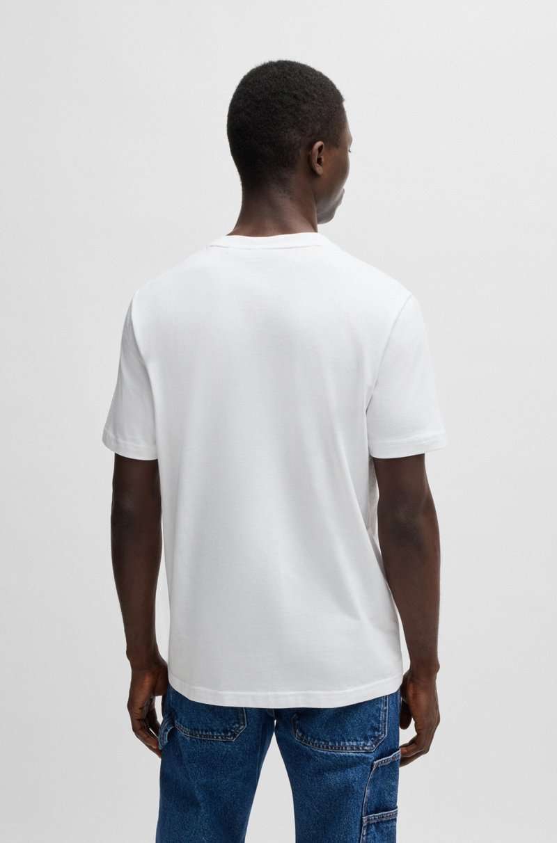 Hugo Boss Camiseta de algodón con cuello redondo y estampado de temporada Ofertas de temporada