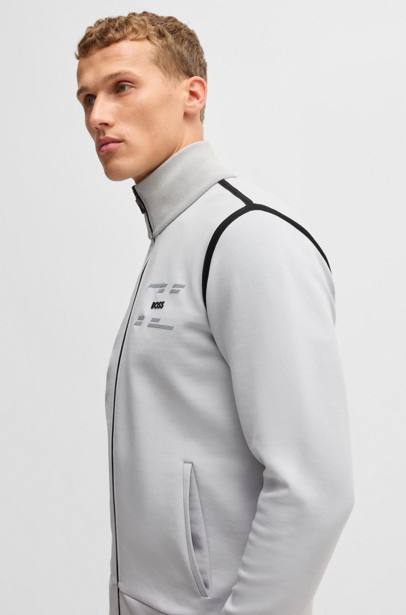 Hugo Boss Sudadera de algodón con cremallera y logo de diseño En línea