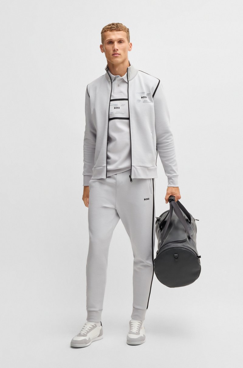Hugo Boss Sudadera de algodón con cremallera y logo de diseño En línea