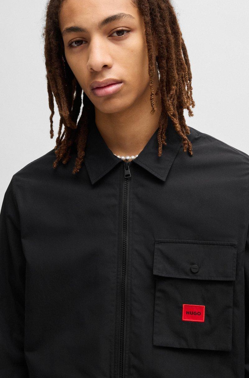 Hugo Boss Camisa con cremallera en loneta de mezcla de algodón con etiqueta con logo Rebajas