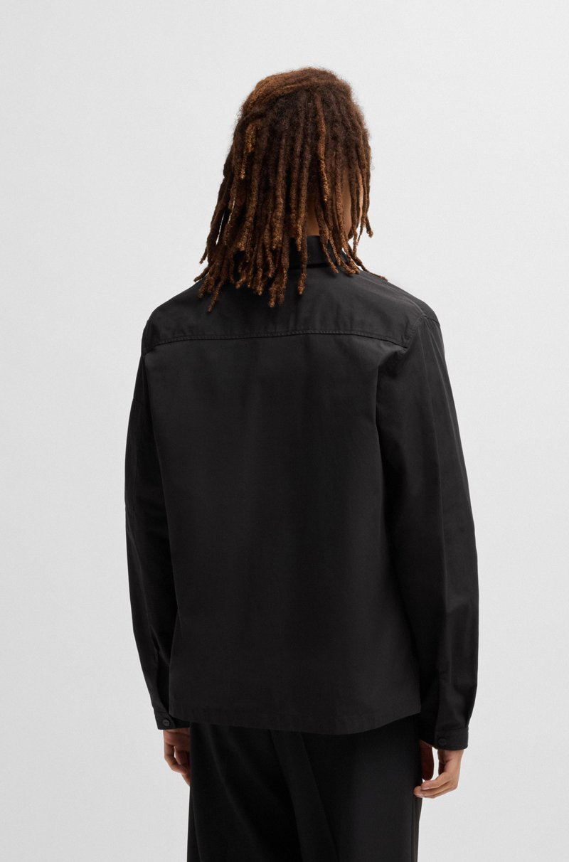Hugo Boss Camisa con cremallera en loneta de mezcla de algodón con etiqueta con logo Rebajas