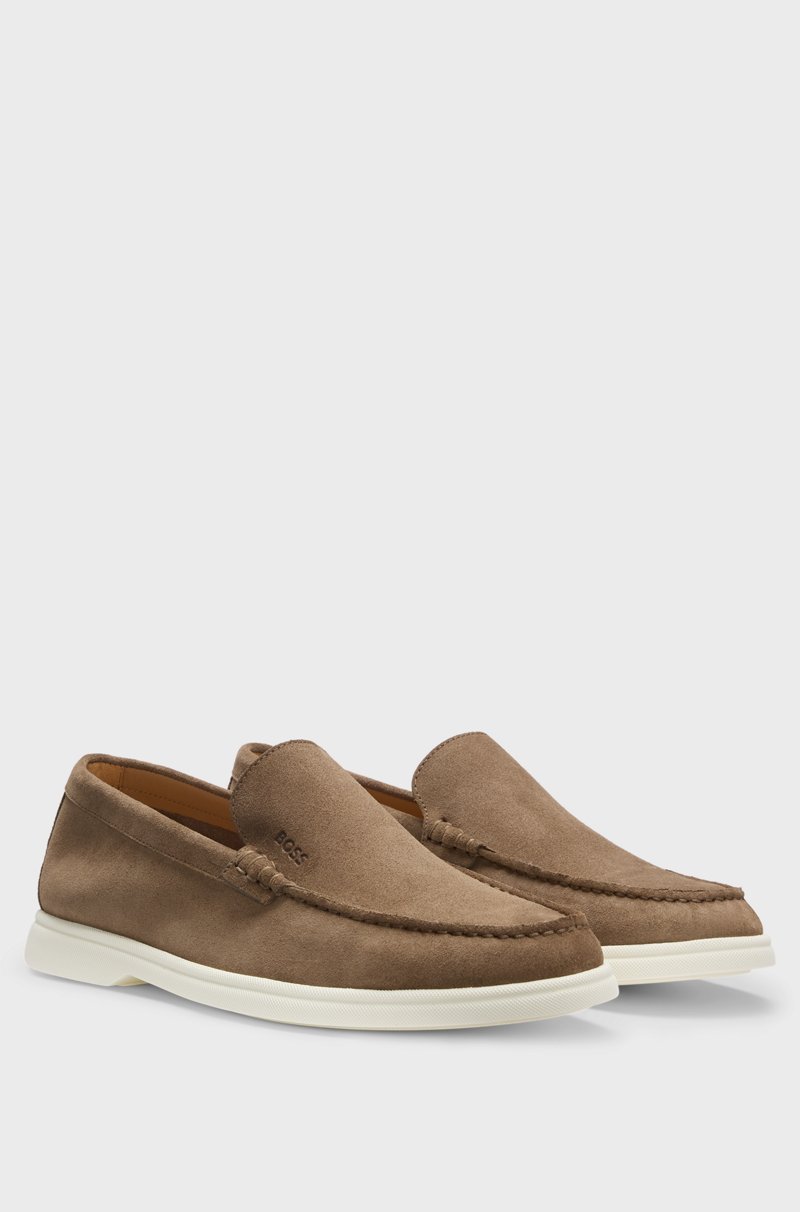 Hugo Boss Mocasines de ante con suela en contraste