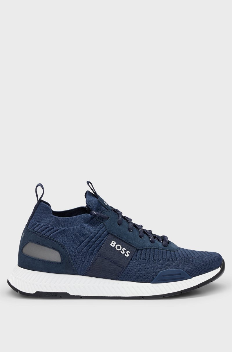 Hugo Boss Deportivas de punto con detalles de la marca y ribetes de ante Mejor oferta