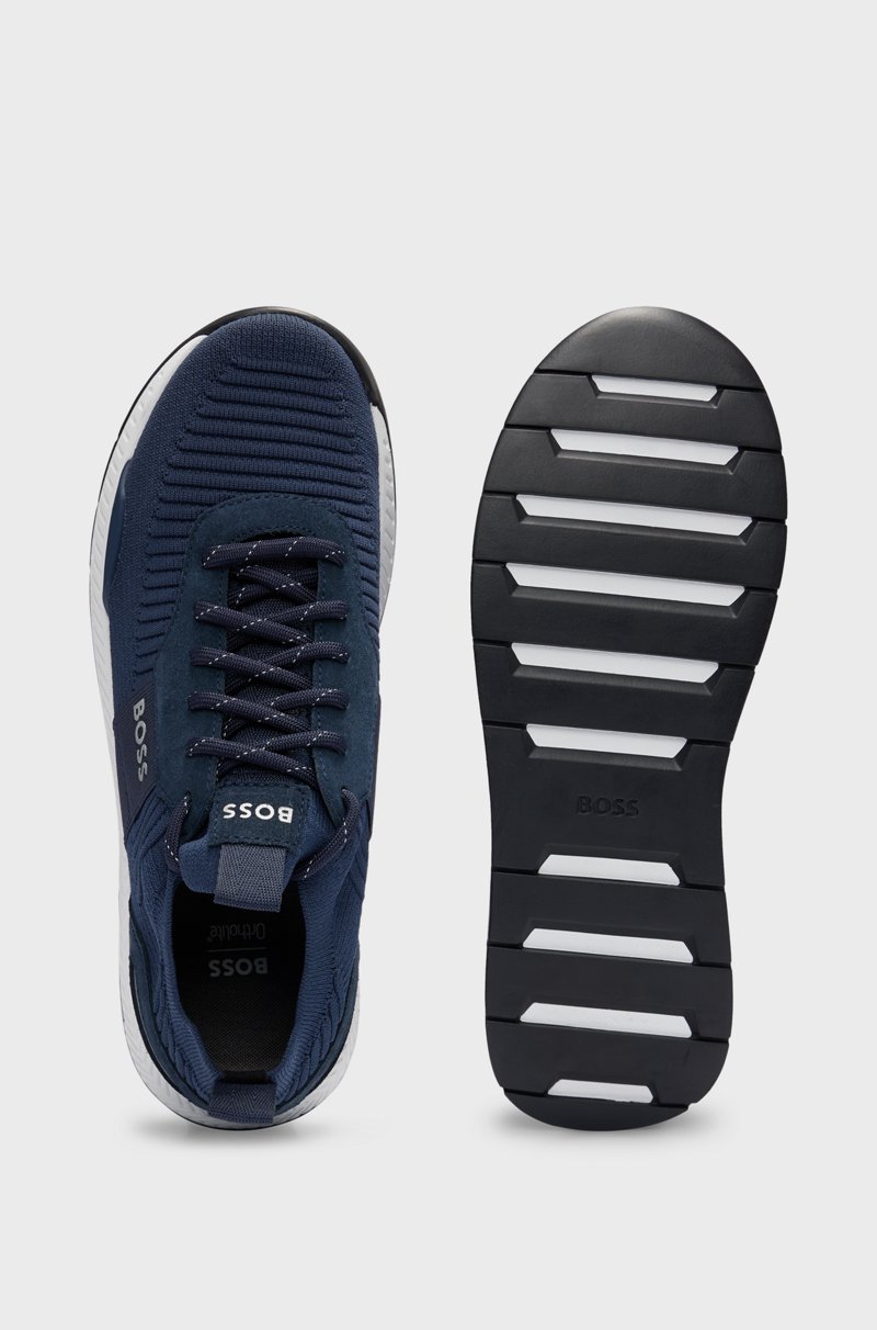 Hugo Boss Deportivas de punto con detalles de la marca y ribetes de ante Mejor oferta