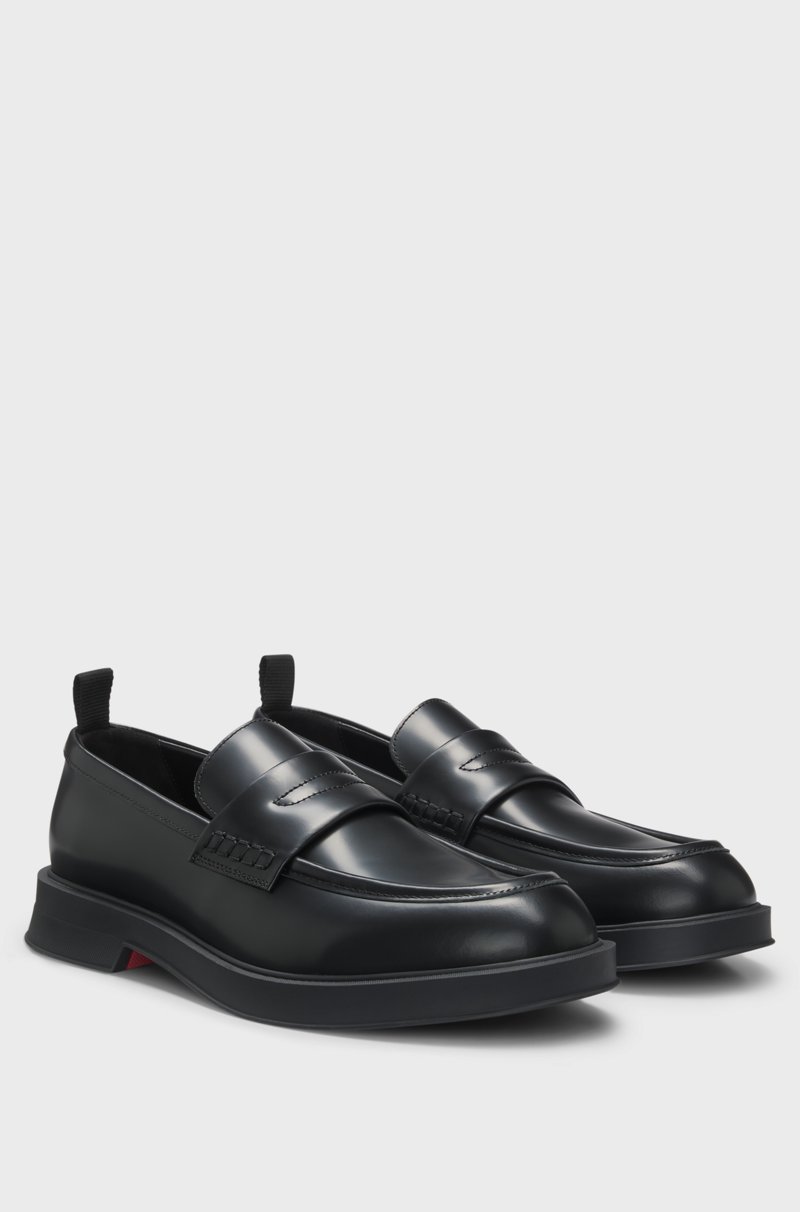 Hugo Boss Mocasines de piel cepillada con tira acolchada
