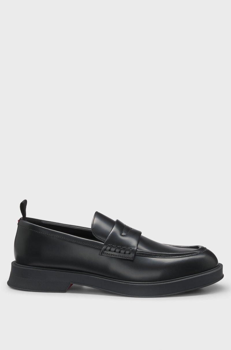 Hugo Boss Mocasines de piel cepillada con tira acolchada Oferta especial
