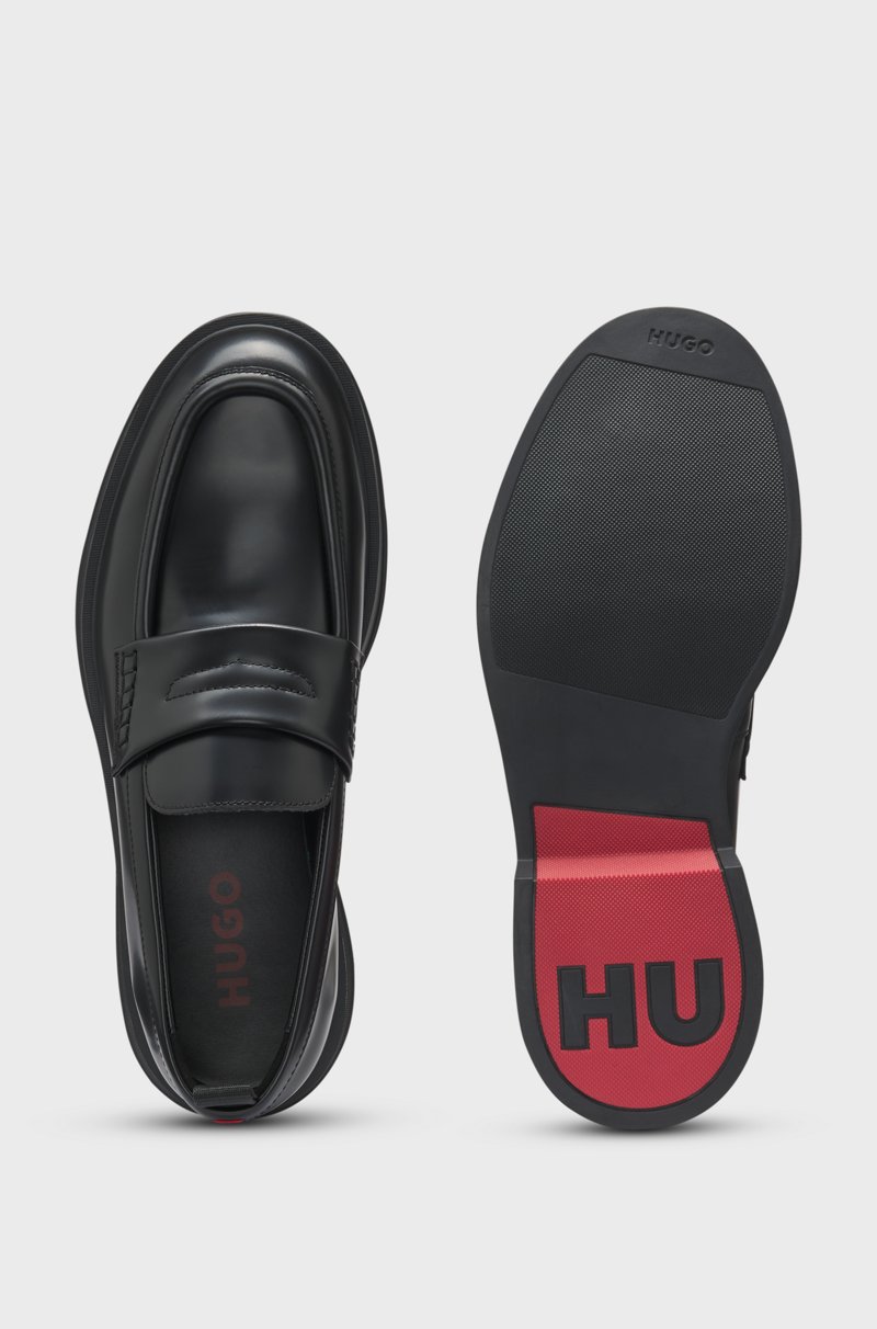 Hugo Boss Mocasines de piel cepillada con tira acolchada Oferta especial