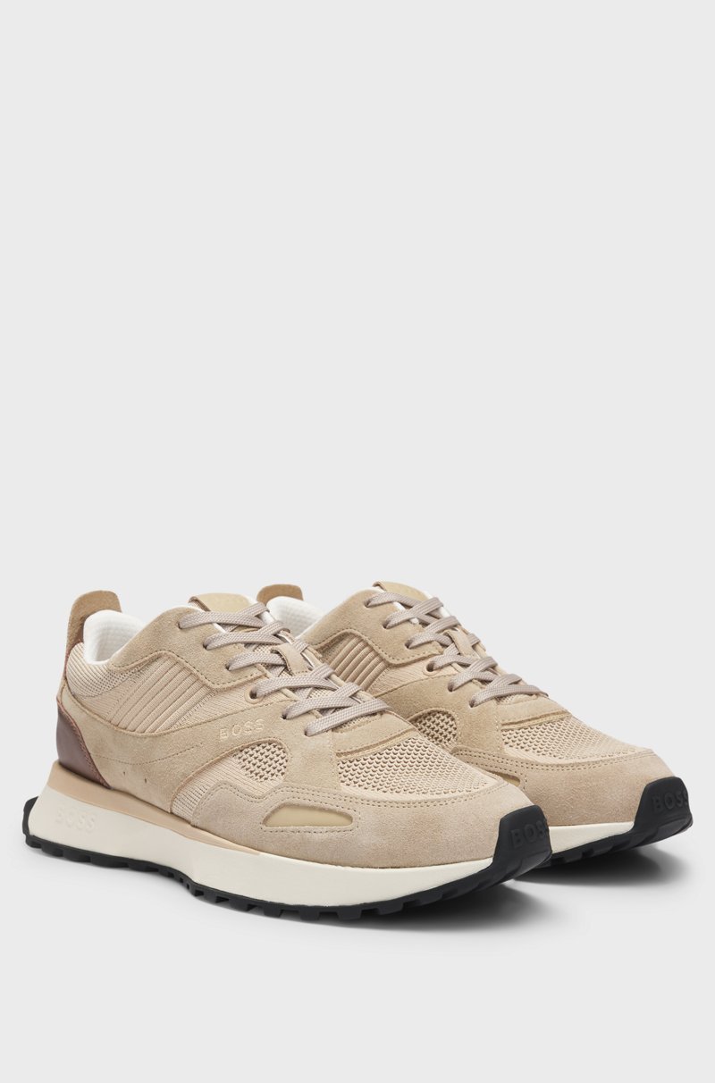 Hugo Boss Deportivas con ribetes de punto y piel bruñida