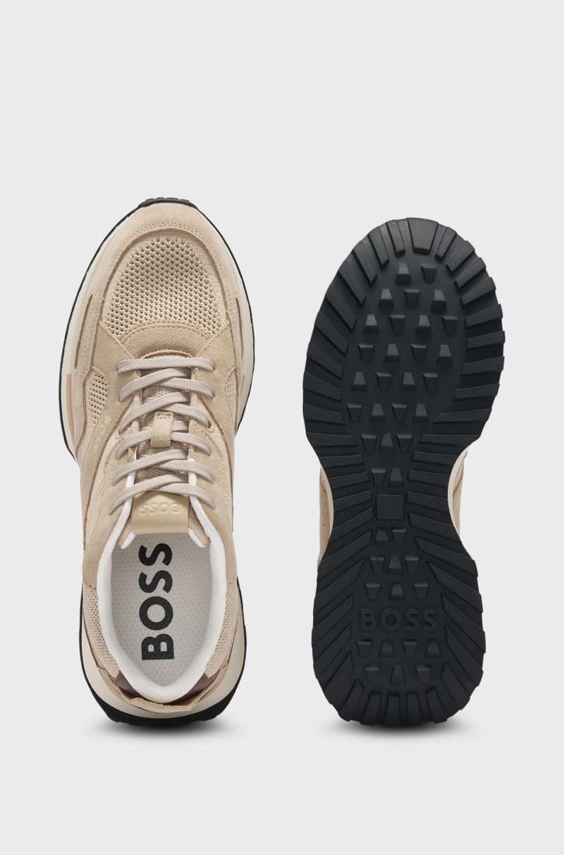 Hugo Boss Deportivas con ribetes de punto y piel bruñida Últimos 3 días