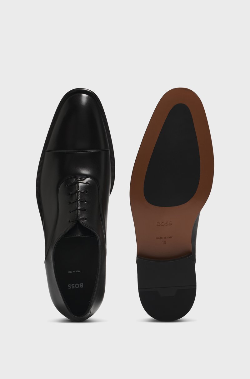 Hugo Boss Zapatos Oxford de piel lisa con puntera marcada Liquidación