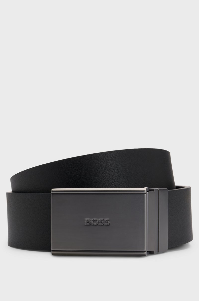 Hugo Boss Cinturón reversible de piel italiana con hebilla con placa y hebijón