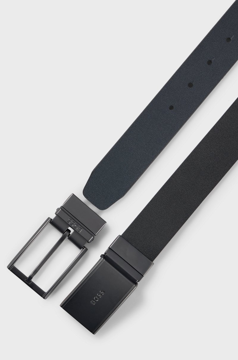 Hugo Boss Cinturón reversible de piel italiana con hebilla con placa y hebijón Limitado a 3 días