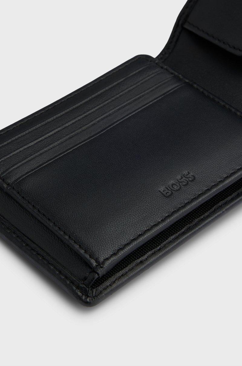 Hugo Boss Cartera de triple hoja de piel con logo grabado y bolsillo monedero Precios de Black Friday