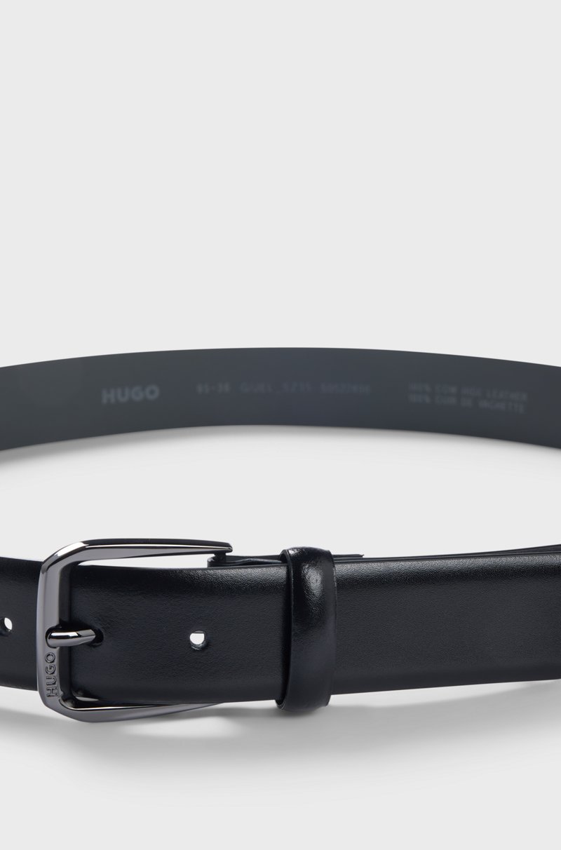Hugo Boss Cinturón de piel italiana con hebilla de la marca Libre de impuestos