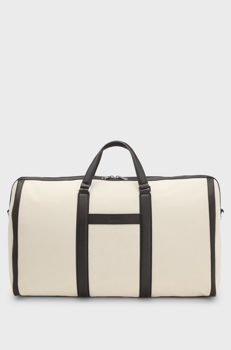 Hugo Boss Bolsa de viaje de lona con apliques de piel